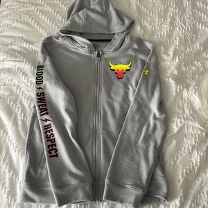 NWT Under Armour Project Rock youth zip hoodie Large grey